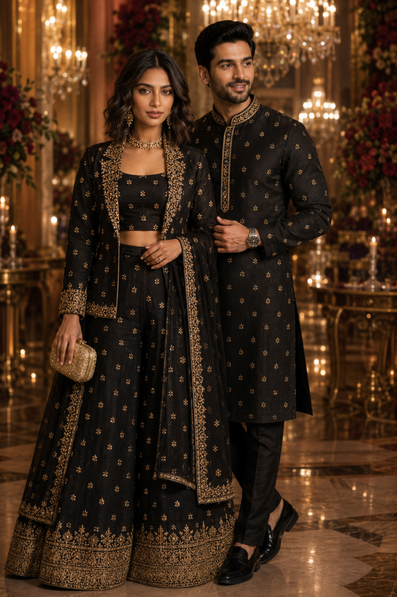 Black and Gold Fusion Wedding Look